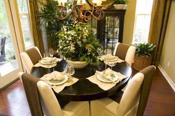 Luxury home dining table with modern decor.