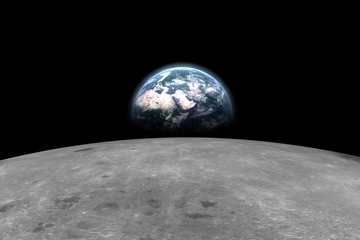 Earth behind the moon
