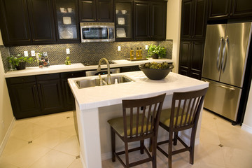 Luxury home kitchen with an island.