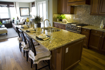 Spacious kitchen with an island.