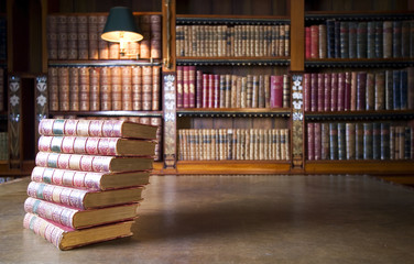 Old books in classic library