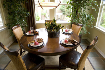 Dining table with luxury decor.