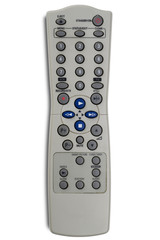 a tv and vcr remote control on white - with clipping path