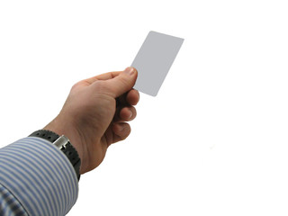 handing out blank businesscard