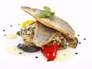 gebratenes dorade auf risotto