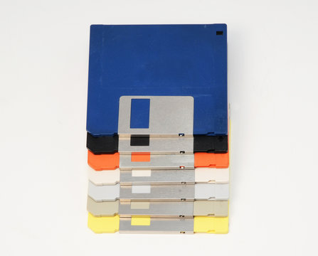 Stack of colored floppy disks