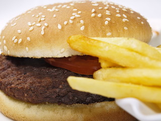 hamburger mit pommes frites