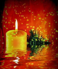 Winter ornaments: ball and candle