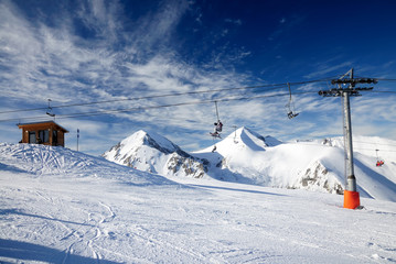 Ski resort in high mountain