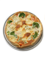 french quiche with broccoli over white