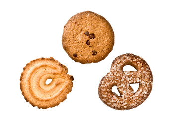 food series: three shortbreads over white background