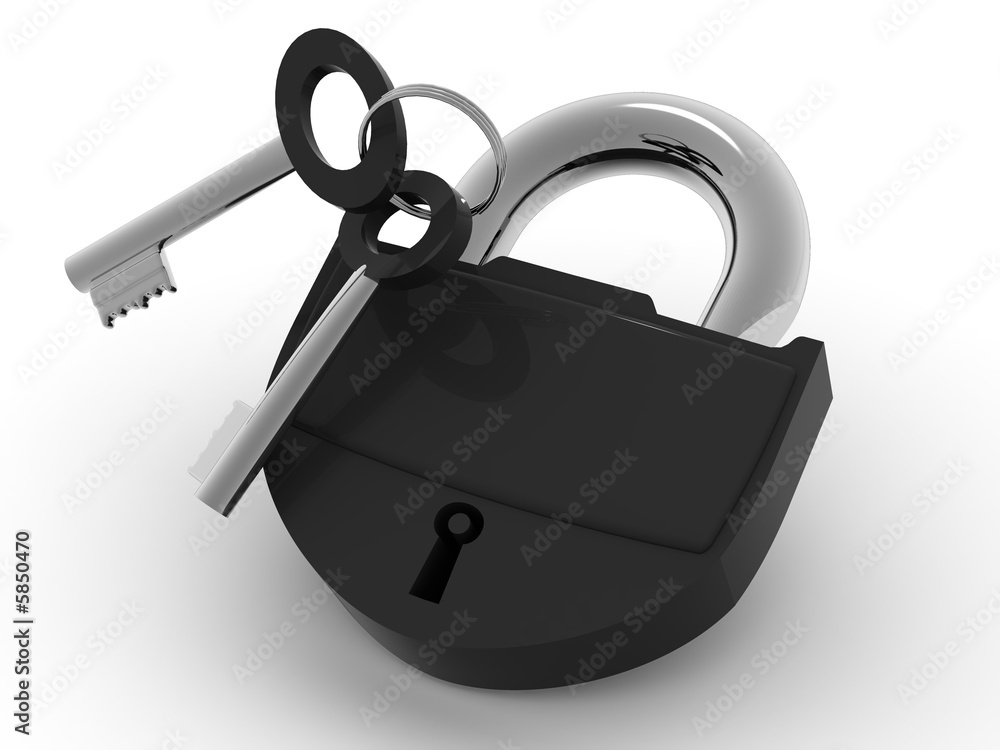 Poster padlock with keys