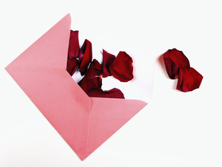 Envelope with rose petals/ love letter