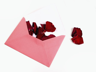 Envelope with rose petals/ love letter