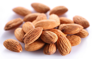 Almonds; Objects on white background.