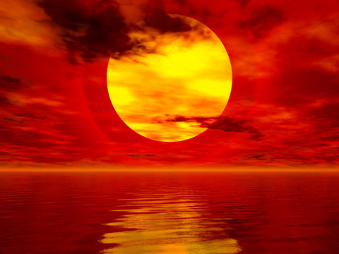 Computer generated sea sunset image