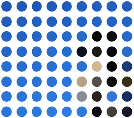 Rows of horizontal blue spots on white background