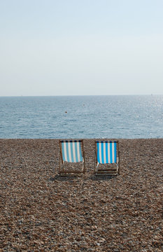 Deck chairs on the Brighton beach