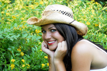 Beautiful Brunette with Hat