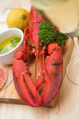 Lobster, lemon butter, parsley & fresh lemon - shallow dof