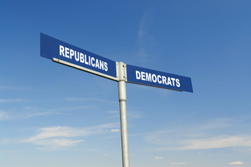 Republicans vs Democrats signpost