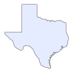 Texas (USA) light blue map with shadow