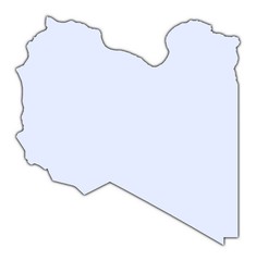 Libya light blue map with shadow