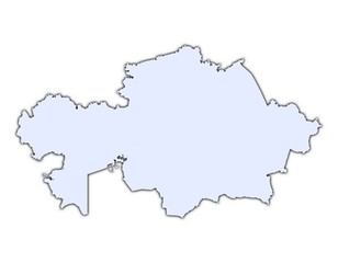 Kazakhstan light blue map with shadow