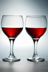 Still-life with two glasses of red wine