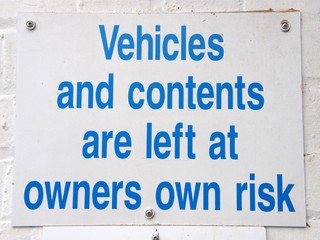 Car park liability sign