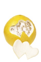 the hearts cut out from the grapefruit