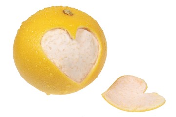 the heart cut out from the orange