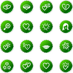 green sticker love icons