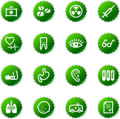 green sticker medicine icons