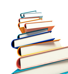 colored books on white background