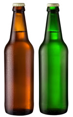 two bottles of beer; object on a white background