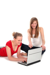 Young women using laptop