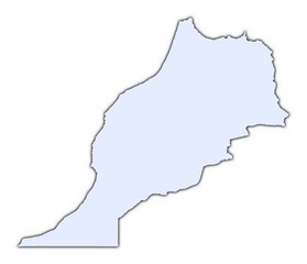 Morocco light blue map with shadow