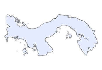 Panama light blue map with shadow