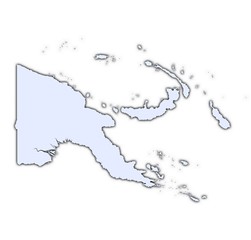 Papua New Guinea light blue map with shadow