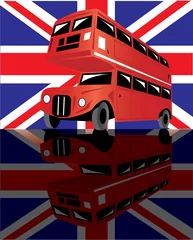 Afwasbaar Fotobehang Doodle Londense bus