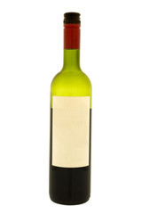 Wine bottle with blank lable. Taken on a clean white background.