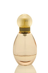 Perfume in an elegant bottle on a clean white background