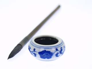 asiatischer kalligraphy pinsel und tusche 