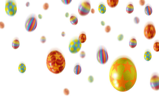 Many colorful Easter Eggs falling from the sky