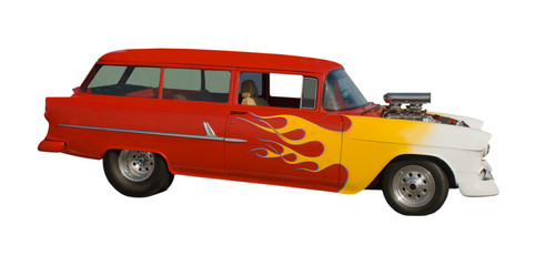 flamed wagon hotrod