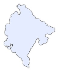 Obraz premium Montenegro light blue map with shadow