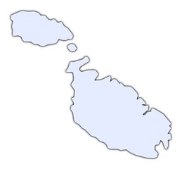 Malta light blue map with shadow