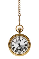 Gold pocket watch with motion blur on the hands - obrazy, fototapety, plakaty