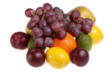 heap  of  various fruits isolated on white